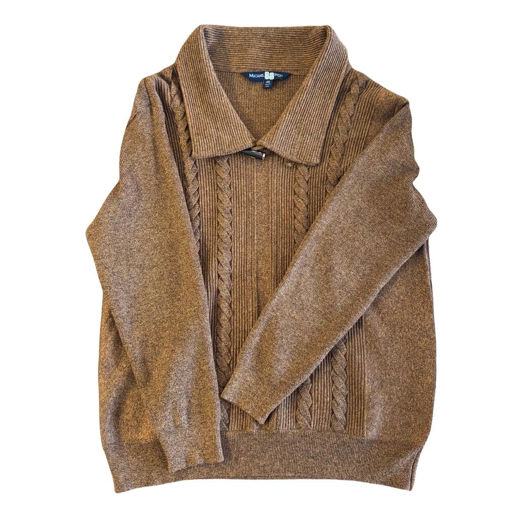 Michael Irvin 88 | Sunset Brown Long-Sleeve Cable-Knit Sweater | Men’s Size 3XL